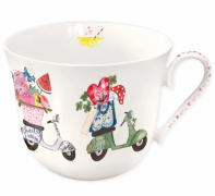 Porzellan-Tasse „Das Leben ist ein Reise“ von Silke Leffler mit Vespa und Herz-Motiv – ideal zum Verschenken. Hier bestellen